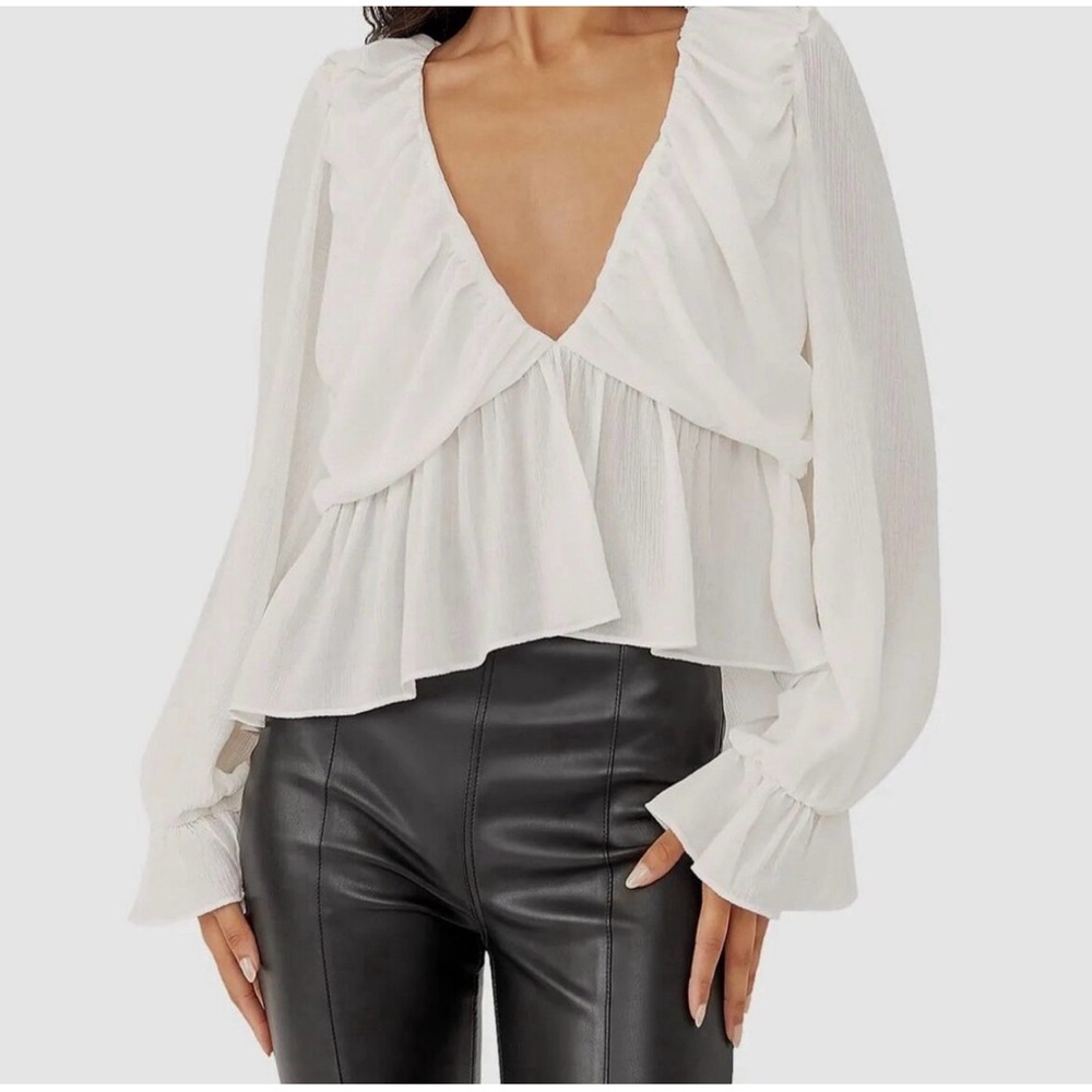 +FREE PEOPLE "Daia" Ruffle Top Sz Large